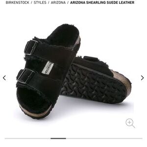 Birkenstock Kids Black Shearling Sandals